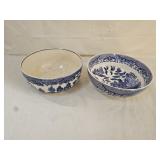 2 Blue Willow Transferware Serving Bowls