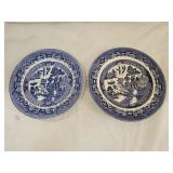 2 Vintage Blue Willow Transferware Plates