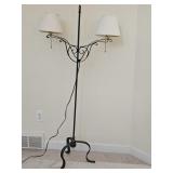Early American Hand Forged Wrought Iron Floor Lamp
