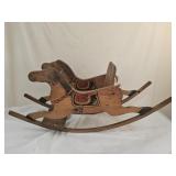 Antique Folk Art Shoo Fly Stenciled Rocking Horse