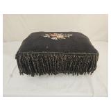 Victorian Needlepoint Footstool Fringe Skirt