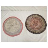 2 Vintage 14" Braided Round Mats