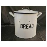 Vintage White Enamel Bread Bin