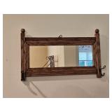 Antique Oak Mirror Hat Rack