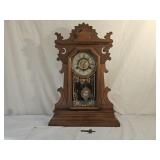 Ant. Victorian Walnut New Haven Gingerbread Clock