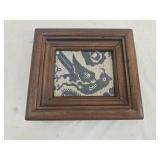 Vintage Woven Folk Art Coverlet Framed Piece