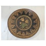 11" M Shooner Folk Art Redware Pottery Plate