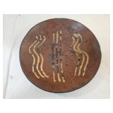 11" Antique Slip Decorated Redware Pottery Plate