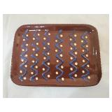 7.5" Janet Blanchard Folk Art Glazed Redware Tray