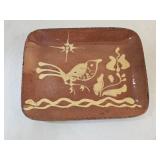 8" Christopher Woods Folk Art Glazed Redware Plate