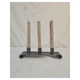 Early American Rustic Metal Triple Candle Holder