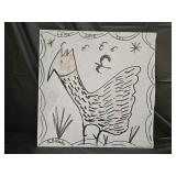 R. A. Miller Rooster Folk Art Painting on Wood