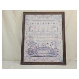 Eliza Reynolds Needlework Sampler Framed Print