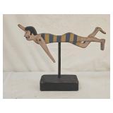 Folk Art Wood Hand Carved HP Swimmer
