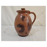 9" Greg Shooner Folk Art Redware Pottery Pitcher