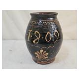 8" Greg Shooner Folk Art Redware Pottery Vase