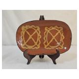 11.5" Greg Shooner Folk Art Redware Pottery Tray