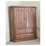 Oak Raised Panel Corner TV Cabinet