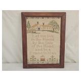 Vintage Framed Cross Stitch Sampler