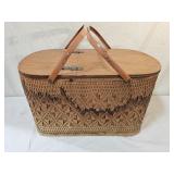 Vintage Redmon Woven Wicker Picnic Basket