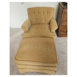 Mid Century Modern Gold Tufted Chair and Ottoman