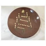 7" Nutt Folk Art Xmas Tree Redware Pottery Plate