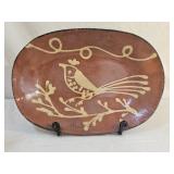 12.5" Christopher Woods Folk Art Redware Plate