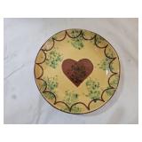 Jeff White Folk Art Glazed Redware Pottery Plate