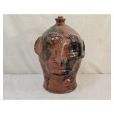 12" Shooner Folk Art Redware Ugly Face Jug