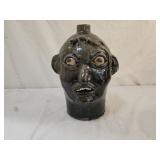 11" C Hewell Folk Art Redware Ugly Face Jug