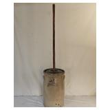 Antique 4 Gallon Glazed Stoneware Butter Churn