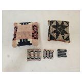 5 Vintage Miniature Folk Art Coverlet Pillows