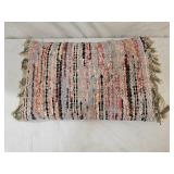 18" Vintage Striped Rag Rug Throw Pillow
