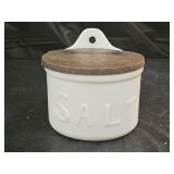 Antique Primitive Embossed Milk Glass Salt Cellar
