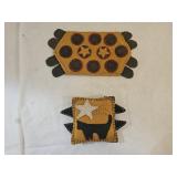 Folk Art Miniature Wool Pillow and Penny Rug