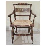 Vtg Hitchcock Stenciled Harvest Rush Bottom Chair