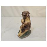 3.5" M Shooner Folk Art Redware Pottery Bear