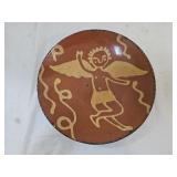 8.5" M Shooner Folk Art Redware Pottery Plate