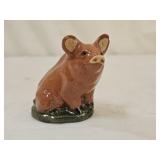 3" M Shooner Folk Art Redware Pottery Pig