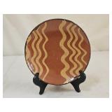 6" Greg Shooner Folk Art Redware Pottery Plate