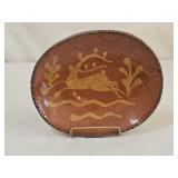 6" Greg Shooner Folk Art Redware Pottery Plate