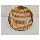 9" M Shooner Folk Art Redware Pottery Plate