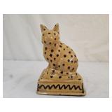7.7" Greg Shooner Folk Art Redware Pottery Cat