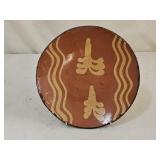 9" Greg Shooner Folk Art Redware Pottery Plate