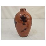 6" Greg Shooner Folk Art Redware Pottery Vase