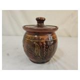 6" Greg Shooner Folk Art Redware Pottery Jar