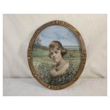 Antique Potrait Painting Gilded Frame