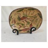 6" Greg Shooner Folk Art Redware Pottery Plate