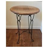 Antique Oak Wrought Iron Ice Cream Parlor Table