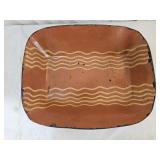 17" Greg Shooner Folk Art Redware Pottery Dish